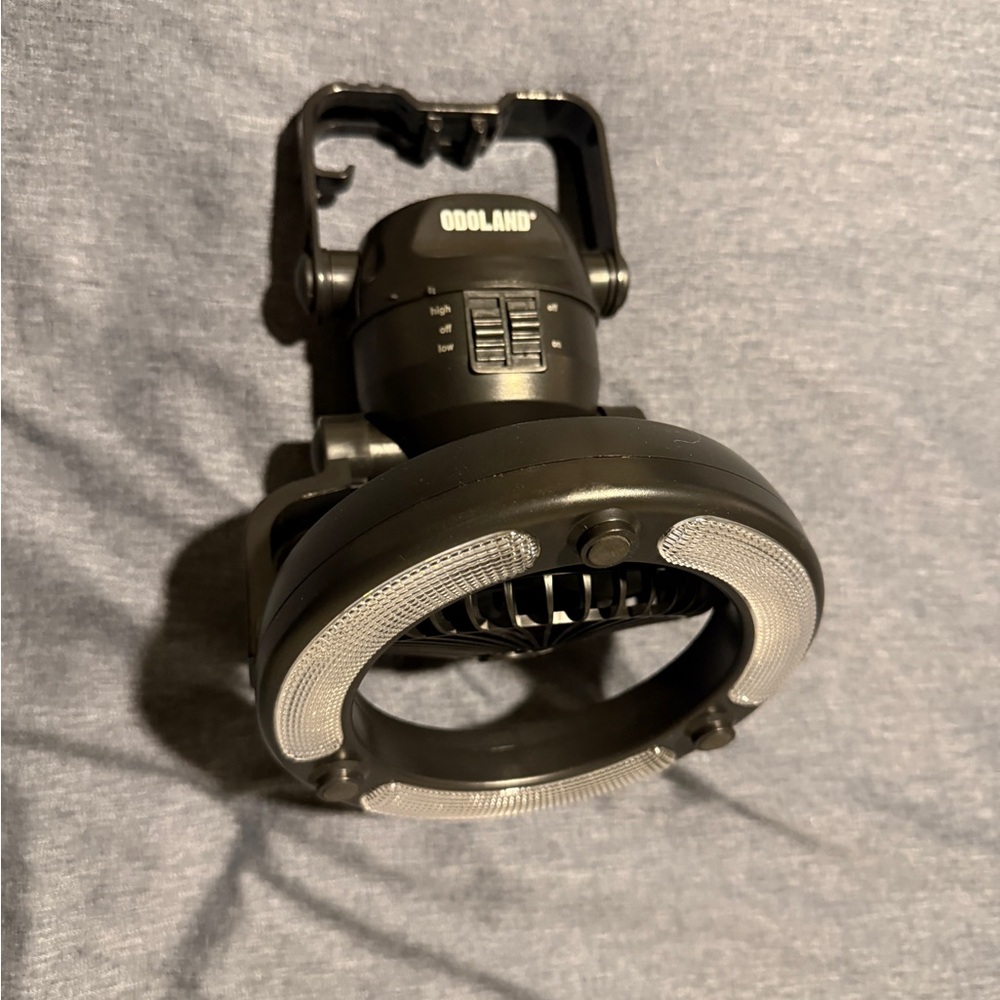 Fan with LED light and hook